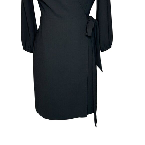 J. Crew 365 Black Crepe Long Sleeve Mini Wrap Dress | Size 2 - Picture 7 of 10